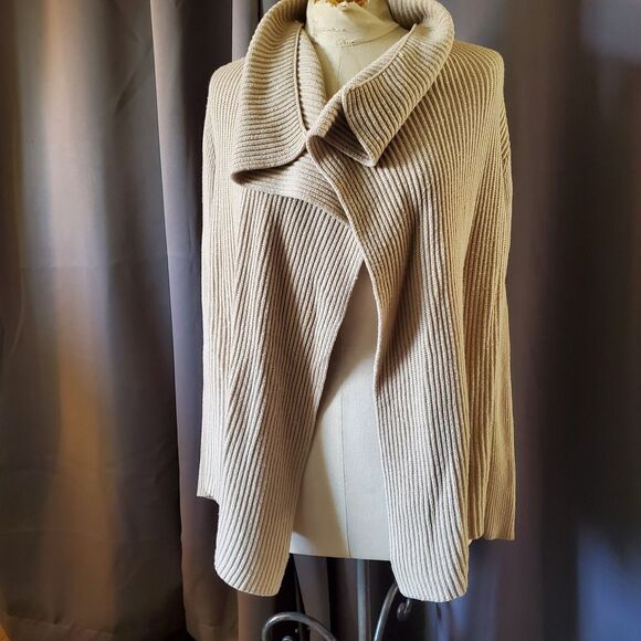 Banana Republic Light Tan Ribbed Open Cardigan, M - Picture 1 of 8
